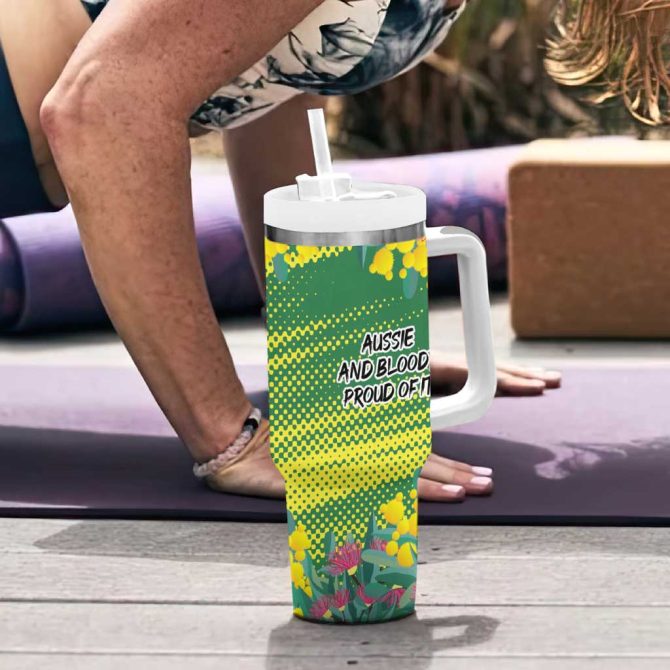 Aussie And Bloody Proud Of It Happy Australia Day Custom Stanley Quencher 40Oz Stainless Steel Tumbler With Handle - Image 6