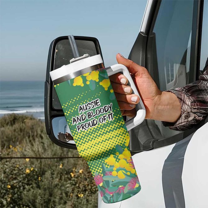 Aussie And Bloody Proud Of It Happy Australia Day Custom Stanley Quencher 40Oz Stainless Steel Tumbler With Handle - Image 7