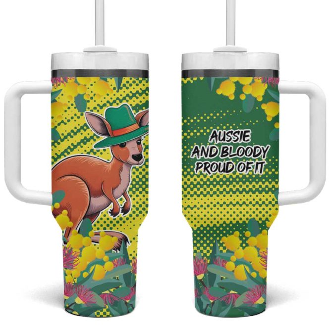 Aussie And Bloody Proud Of It Happy Australia Day Custom Stanley Quencher 40Oz Stainless Steel Tumbler With Handle - Image 2