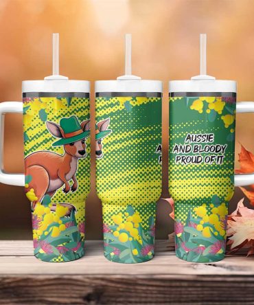 Aussie And Bloody Proud Of It Happy Australia Day Custom Stanley Quencher 40Oz Stainless Steel Tumbler With Handle