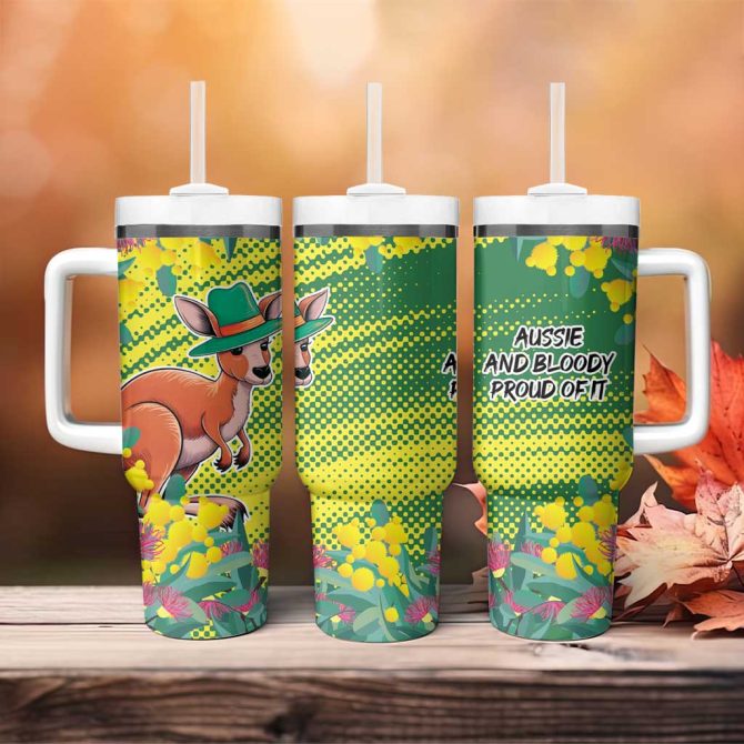 Aussie And Bloody Proud Of It Happy Australia Day Custom Stanley Quencher 40Oz Stainless Steel Tumbler With Handle