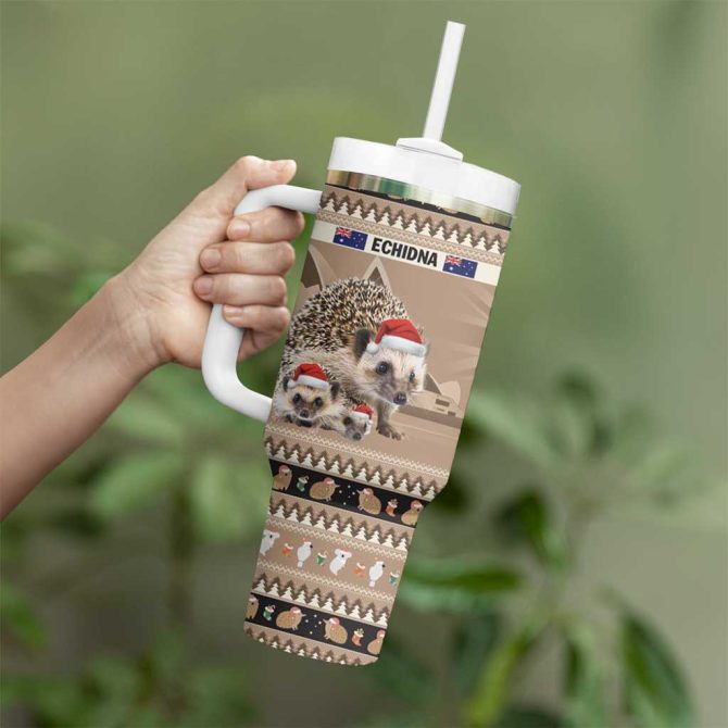 Aussie Echidna Merry Christmas Custom Stanley Quencher 40Oz Stainless Steel Tumbler With Handle - Image 4