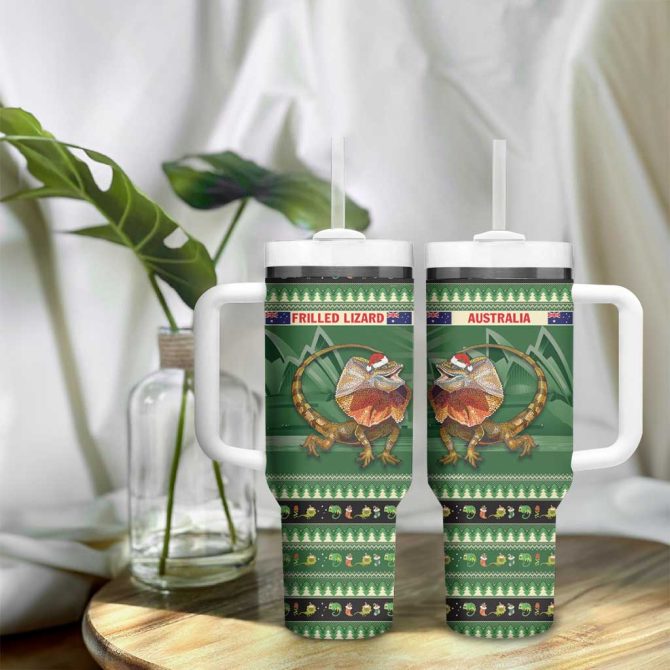 Aussie Frilled Lizard Merry Christmas Custom Stanley Quencher 40Oz Stainless Steel Tumbler With Handle - Image 9