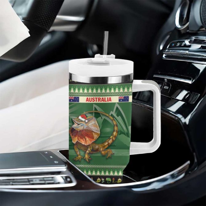 Aussie Frilled Lizard Merry Christmas Custom Stanley Quencher 40Oz Stainless Steel Tumbler With Handle - Image 8