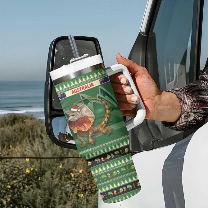 Aussie Frilled Lizard Merry Christmas Custom Stanley Quencher 40Oz Stainless Steel Tumbler With Handle - Image 7