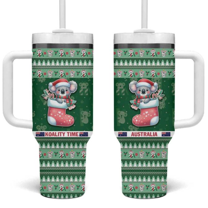 Aussie Koala Merry Christmas Custom Stanley Quencher 40Oz Stainless Steel Tumbler With Handle - Image 2