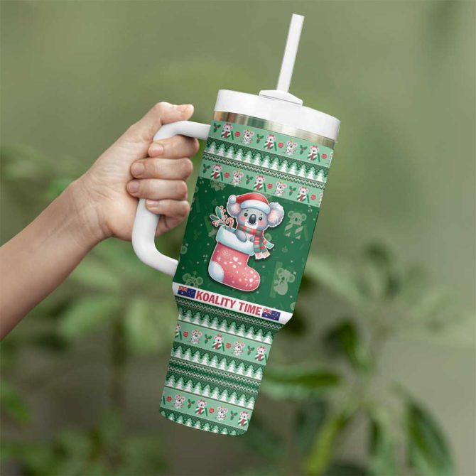 Aussie Koala Merry Christmas Custom Stanley Quencher 40Oz Stainless Steel Tumbler With Handle - Image 4