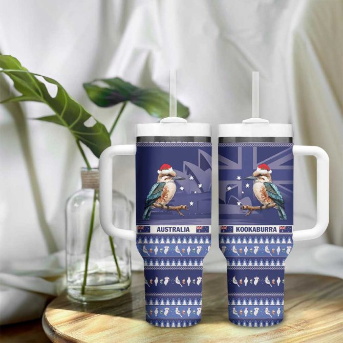 Aussie Kookaburra Merry Christmas Blue Style Custom Stanley Quencher 40Oz Stainless Steel Tumbler With Handle - Image 9