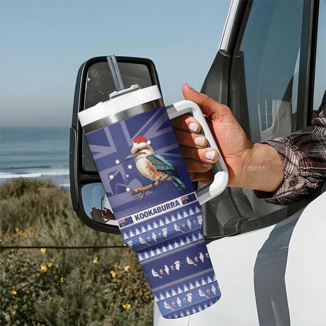 Aussie Kookaburra Merry Christmas Blue Style Custom Stanley Quencher 40Oz Stainless Steel Tumbler With Handle - Image 7