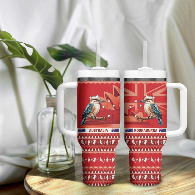 Aussie Kookaburra Merry Christmas Red Style Custom Stanley Quencher 40Oz Stainless Steel Tumbler With Handle - Image 9