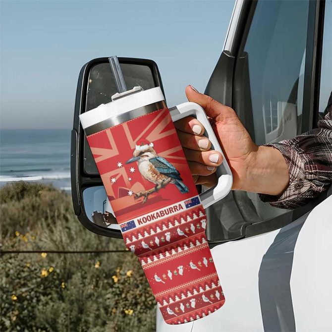 Aussie Kookaburra Merry Christmas Red Style Custom Stanley Quencher 40Oz Stainless Steel Tumbler With Handle - Image 7