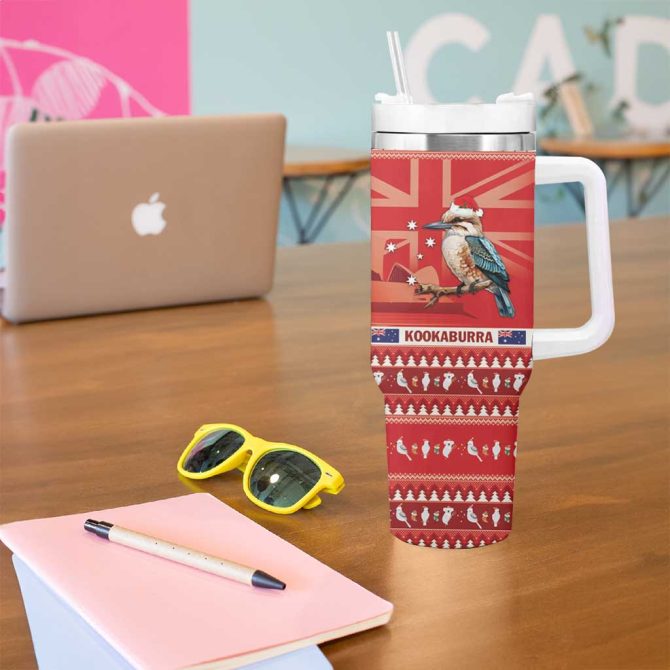 Aussie Kookaburra Merry Christmas Red Style Custom Stanley Quencher 40Oz Stainless Steel Tumbler With Handle - Image 5