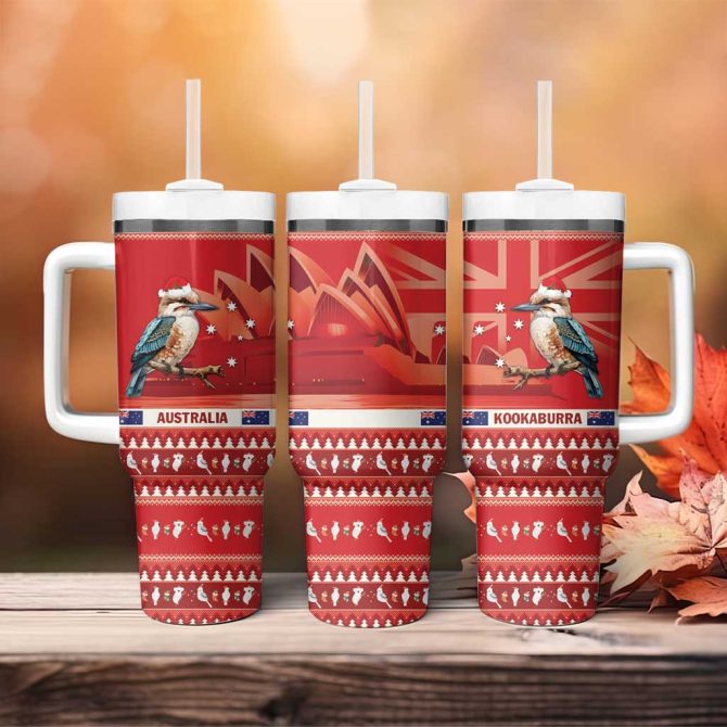 Aussie Kookaburra Merry Christmas Red Style Custom Stanley Quencher 40Oz Stainless Steel Tumbler With Handle