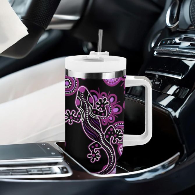 Aussie Opal Pattern With Lizard Custom Stanley Quencher 40Oz Stainless Steel Tumbler - Image 9