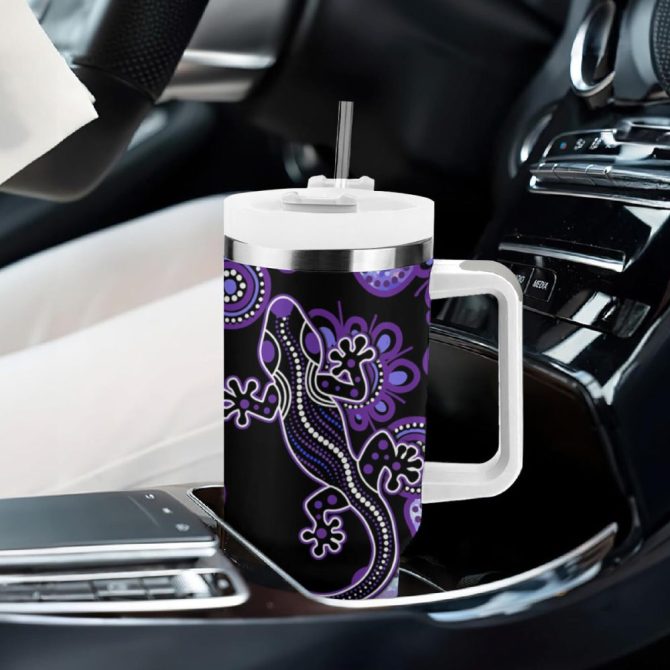 Aussie Opal Pattern With Lizard Custom Stanley Quencher 40Oz Stainless Steel Tumbler - Image 9