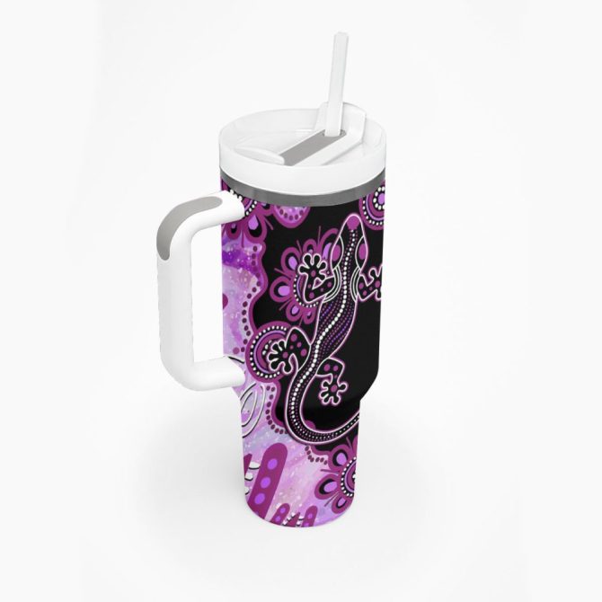 Aussie Opal Pattern With Lizard Custom Stanley Quencher 40Oz Stainless Steel Tumbler - Image 3