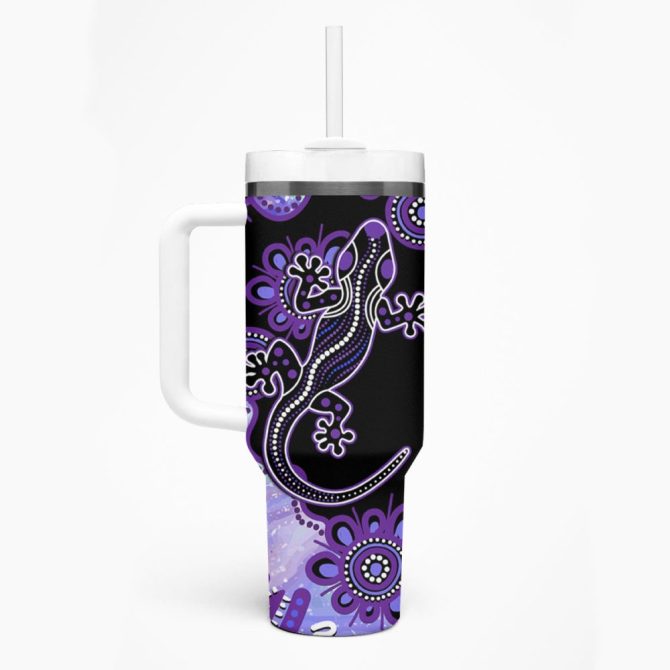 Aussie Opal Pattern With Lizard Custom Stanley Quencher 40Oz Stainless Steel Tumbler - Image 2