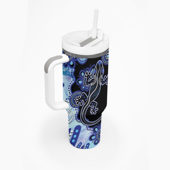 Aussie Opal Pattern With Lizard Custom Stanley Quencher 40Oz Stainless Steel Tumbler - Image 3