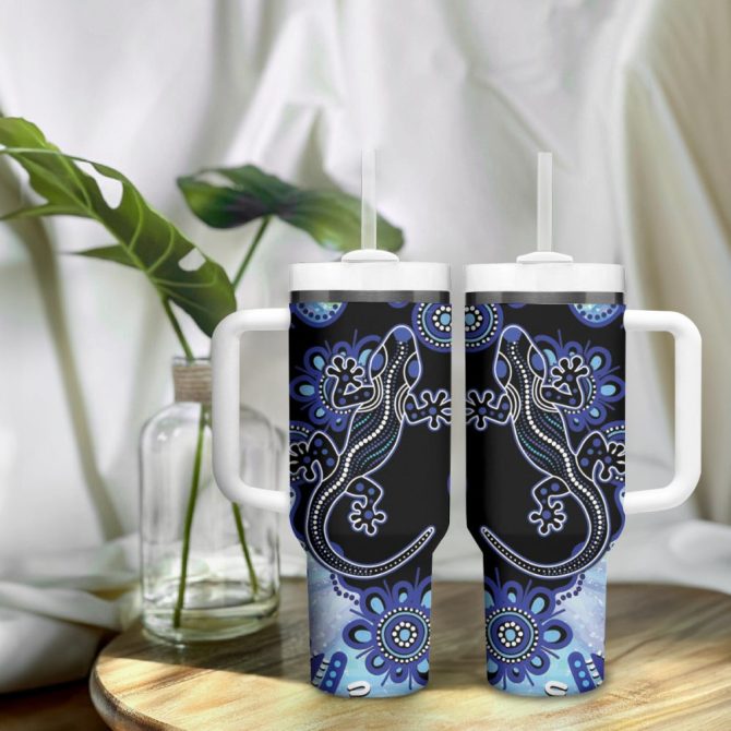 Aussie Opal Pattern With Lizard Custom Stanley Quencher 40Oz Stainless Steel Tumbler - Image 10