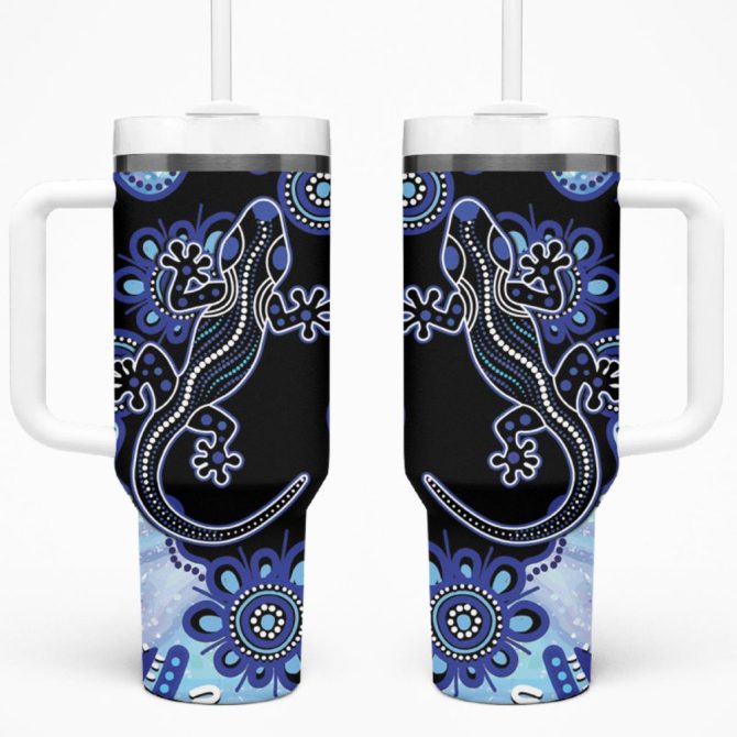 Aussie Opal Pattern With Lizard Custom Stanley Quencher 40Oz Stainless Steel Tumbler