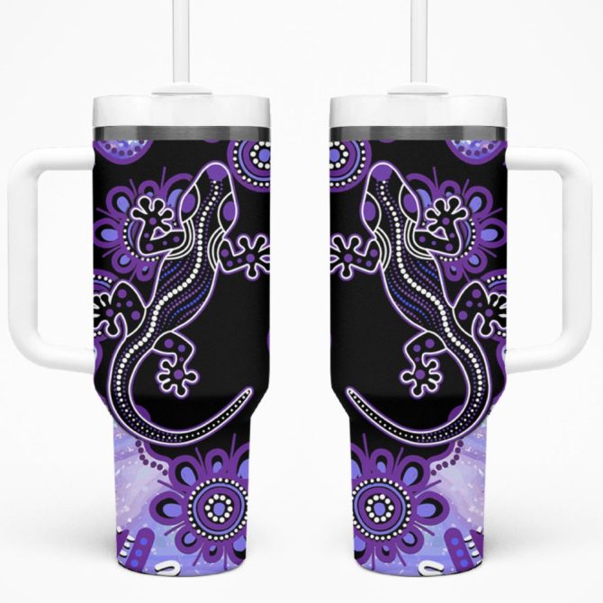 Aussie Opal Pattern With Lizard Custom Stanley Quencher 40Oz Stainless Steel Tumbler