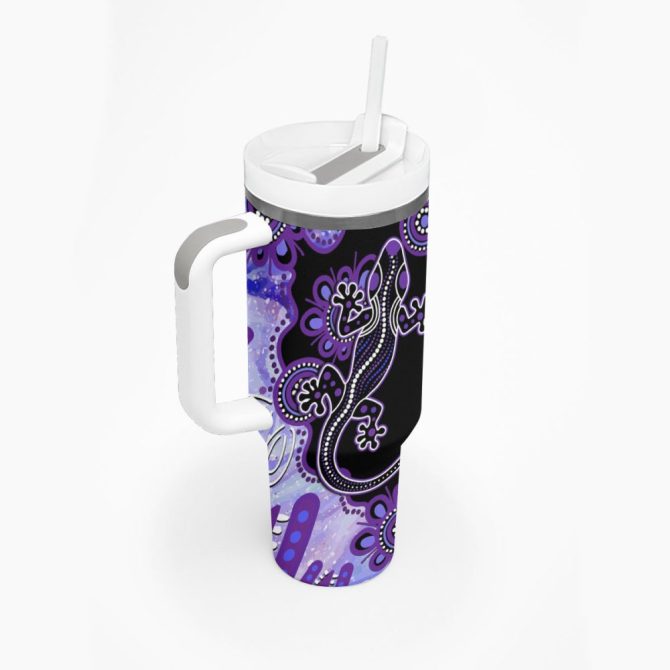 Aussie Opal Pattern With Lizard Custom Stanley Quencher 40Oz Stainless Steel Tumbler - Image 3