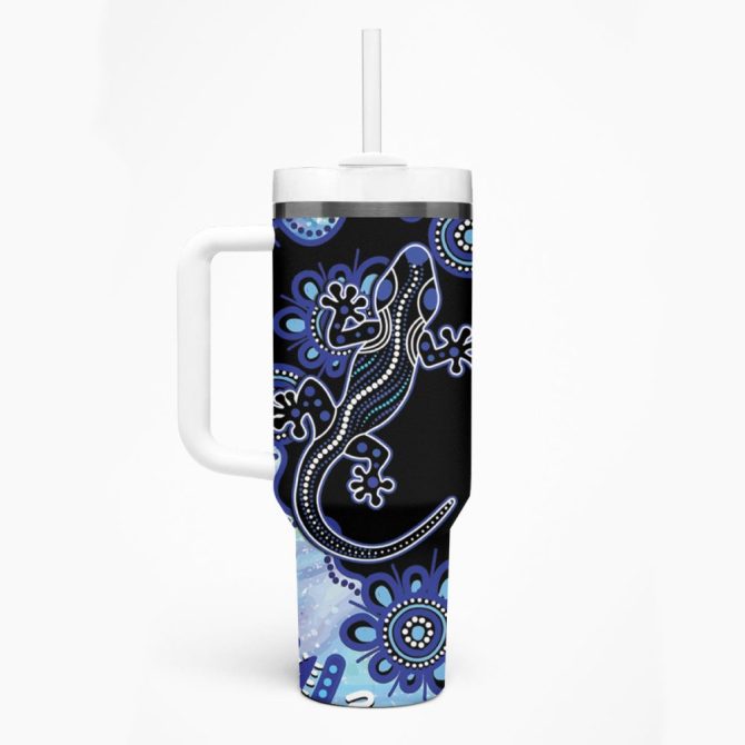 Aussie Opal Pattern With Lizard Custom Stanley Quencher 40Oz Stainless Steel Tumbler - Image 2