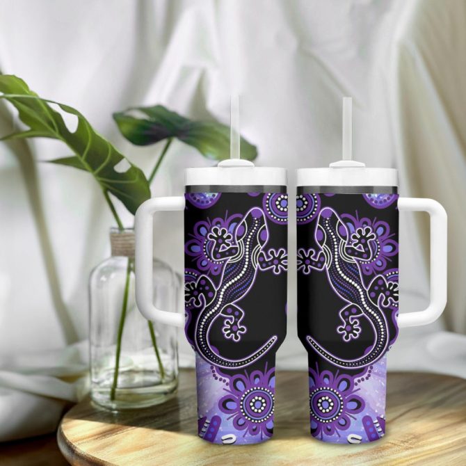 Aussie Opal Pattern With Lizard Custom Stanley Quencher 40Oz Stainless Steel Tumbler - Image 10