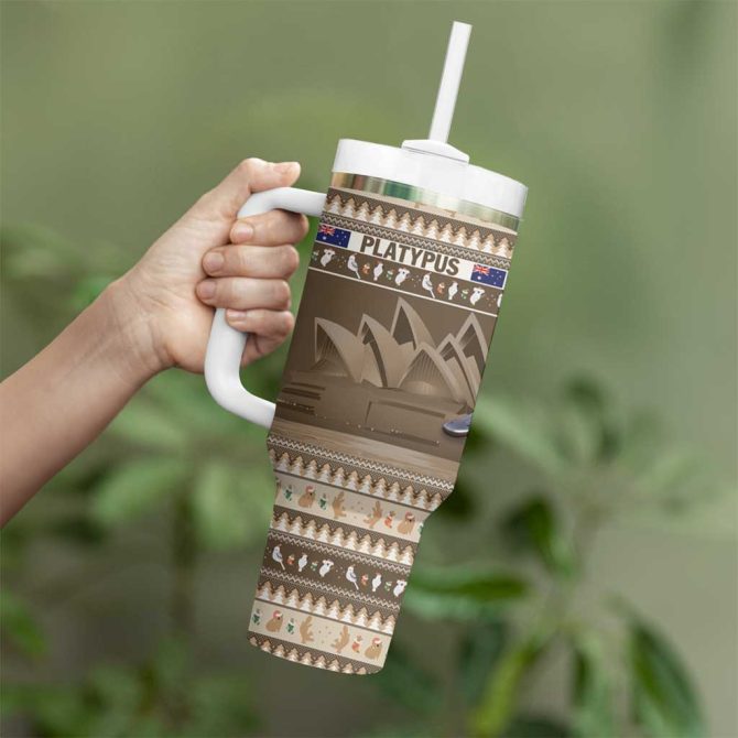 Aussie Platypus Merry Christmas Custom Stanley Quencher 40Oz Stainless Steel Tumbler With Handle - Image 4