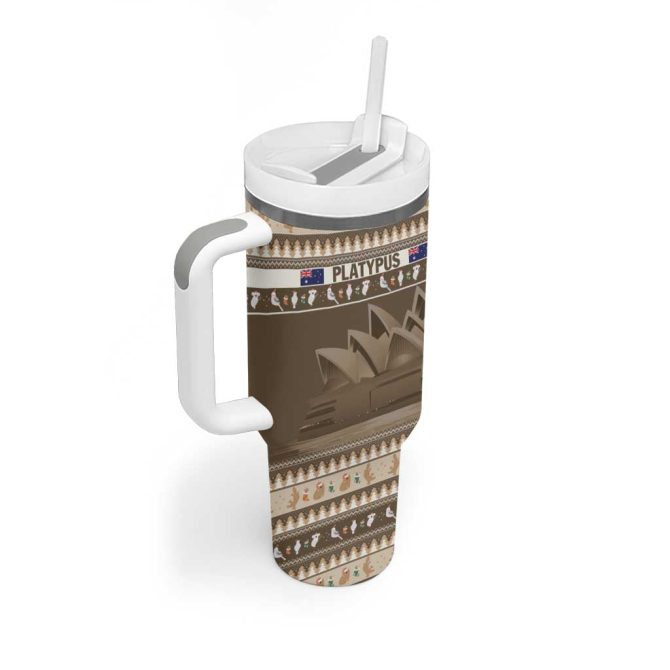 Aussie Platypus Merry Christmas Custom Stanley Quencher 40Oz Stainless Steel Tumbler With Handle - Image 3