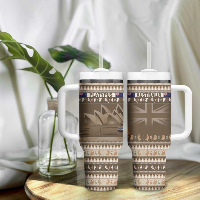 Aussie Platypus Merry Christmas Custom Stanley Quencher 40Oz Stainless Steel Tumbler With Handle - Image 9