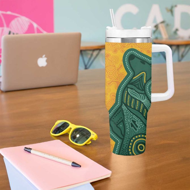 Australia 2024 Aboriginal Go Team Aussie Custom Stanley Quencher 40Oz Stainless Steel Tumbler With Handle - Image 5