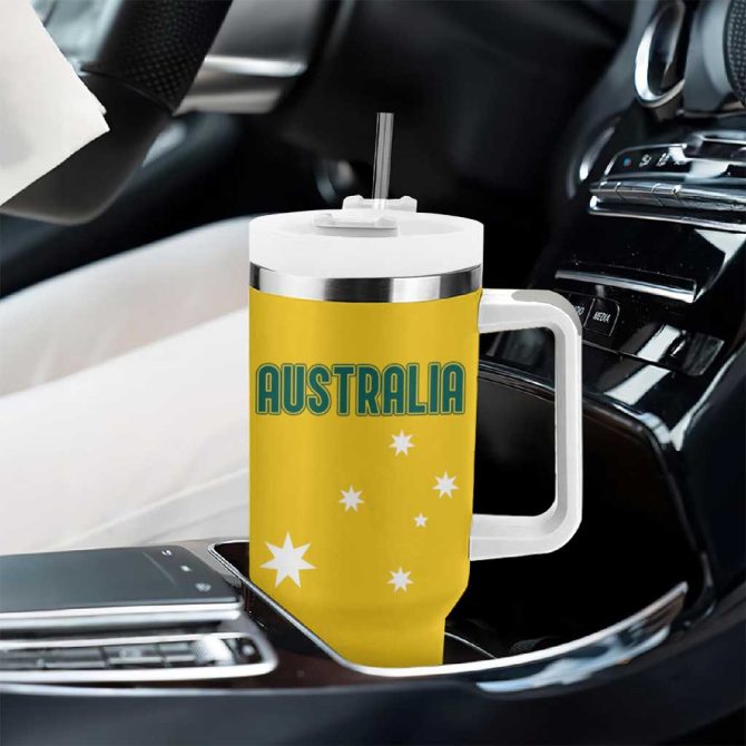 Australia 2024 Olympics Rise Of The Roos Aborignal Style Custom Stanley Quencher 40Oz Stainless Steel Tumbler With Handle - Image 8