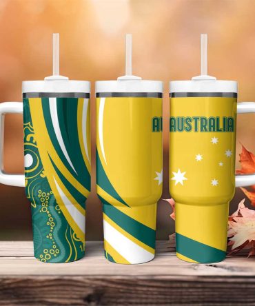 Australia 2024 Olympics Rise Of The Roos Aborignal Style Custom Stanley Quencher 40Oz Stainless Steel Tumbler With Handle