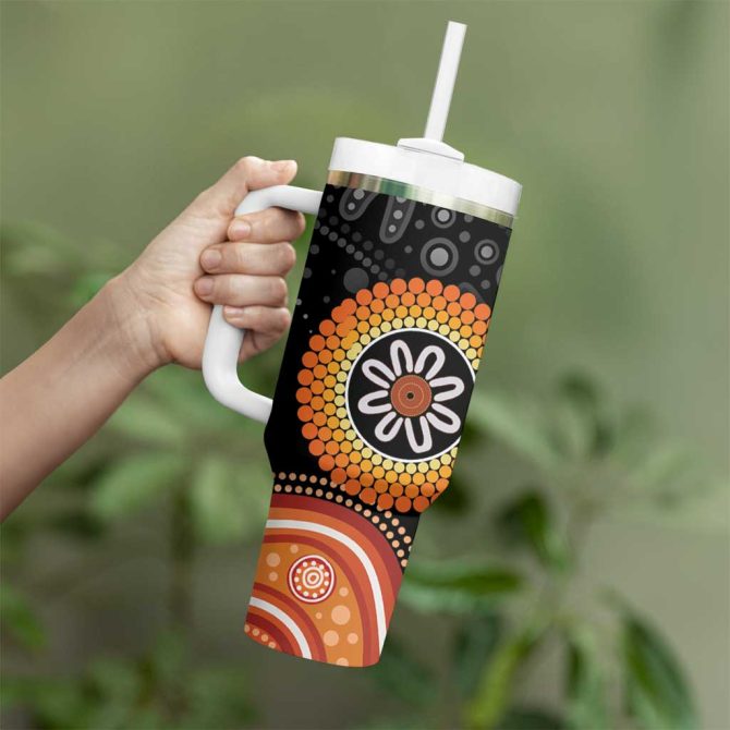 Australia Aboriginal Art Indigenous Proud Custom Stanley Quencher 40Oz Stainless Steel Tumbler With Handle - Image 4