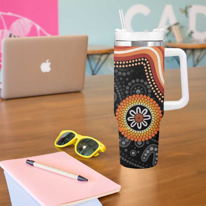 Australia Aboriginal Art Indigenous Proud Custom Stanley Quencher 40Oz Stainless Steel Tumbler With Handle - Image 5