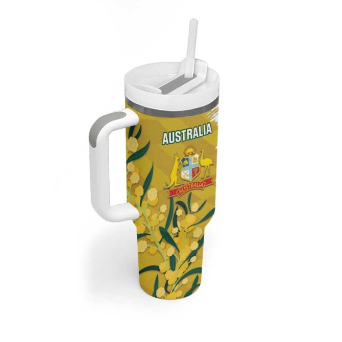 Australia And South Africa Cricket Aussies Proteas Together Custom Stanley Quencher 40Oz Stainless Steel Tumbler With Handle - Image 3