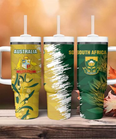 Australia And South Africa Cricket Aussies Proteas Together Custom Stanley Quencher 40Oz Stainless Steel Tumbler With Handle