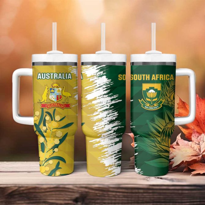 Australia And South Africa Cricket Aussies Proteas Together Custom Stanley Quencher 40Oz Stainless Steel Tumbler With Handle