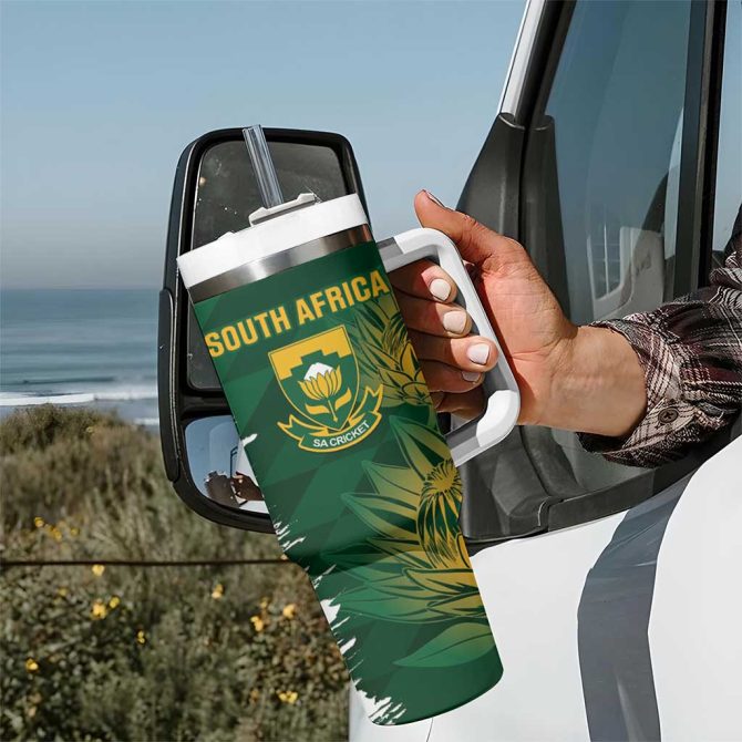 Australia And South Africa Cricket Aussies Proteas Together Custom Stanley Quencher 40Oz Stainless Steel Tumbler With Handle - Image 7