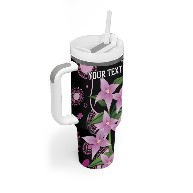 Australia Boronia And Malurus Cyaneus Aboriginal Art Custom Stanley Quencher 40Oz Stainless Steel Tumbler With Handle - Image 3