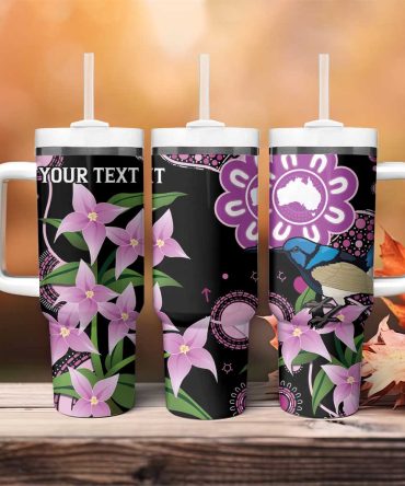 Australia Boronia And Malurus Cyaneus Aboriginal Art Custom Stanley Quencher 40Oz Stainless Steel Tumbler With Handle