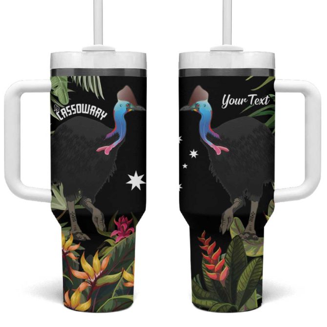 Australia Cassowary Dinosaur Bird #8211; Rainforest Vibes Custom Stanley Quencher 40Oz Stainless Steel Tumbler With Handle - Image 2
