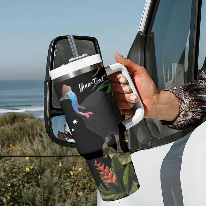 Australia Cassowary Dinosaur Bird #8211; Rainforest Vibes Custom Stanley Quencher 40Oz Stainless Steel Tumbler With Handle - Image 7