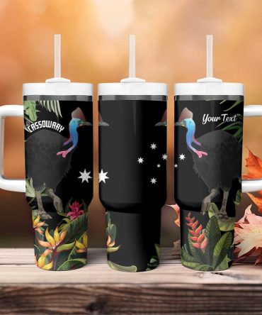 Australia Cassowary Dinosaur Bird #8211; Rainforest Vibes Custom Stanley Quencher 40Oz Stainless Steel Tumbler With Handle