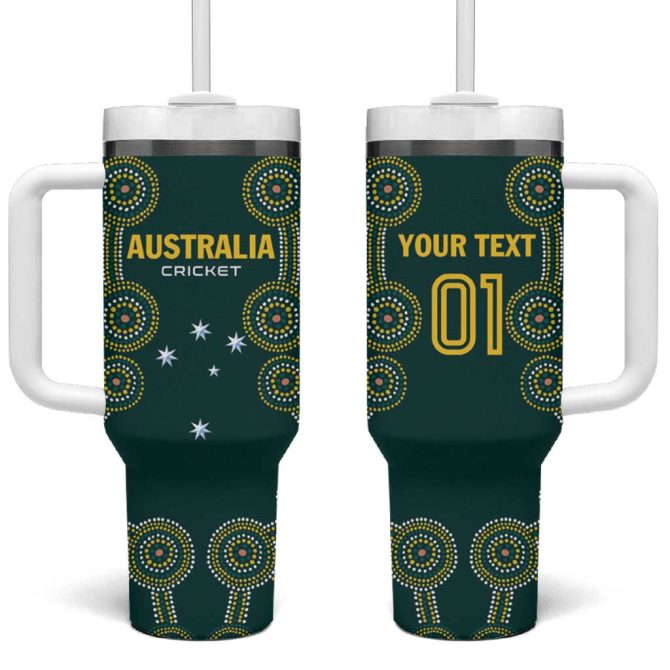 Australia Cricket Aussies Champions Custom Stanley Quencher 40Oz Stainless Steel Tumbler With Handle - Image 2