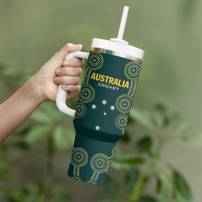 Australia Cricket Aussies Champions Custom Stanley Quencher 40Oz Stainless Steel Tumbler With Handle - Image 4