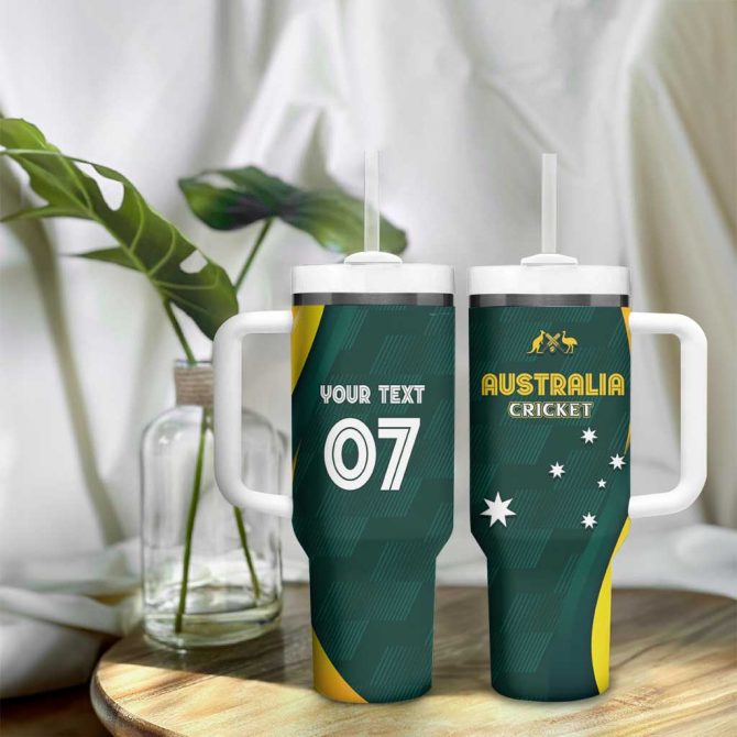 Australia Cricket Go Aussie #8211; Modern Motif Custom Stanley Quencher 40Oz Stainless Steel Tumbler With Handle - Image 9