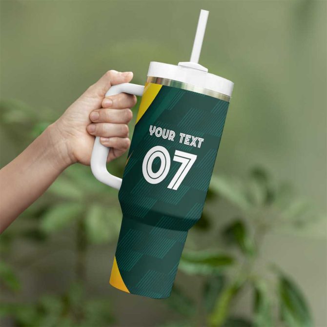 Australia Cricket Go Aussie #8211; Modern Motif Custom Stanley Quencher 40Oz Stainless Steel Tumbler With Handle - Image 4