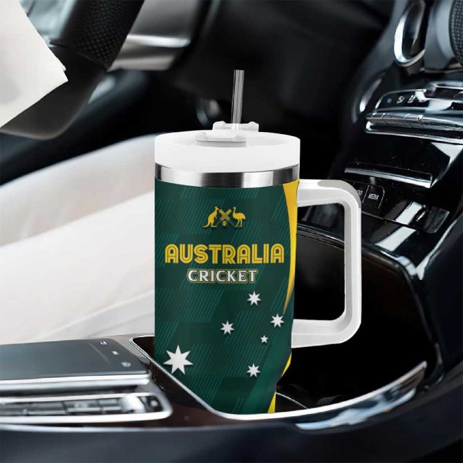Australia Cricket Go Aussie #8211; Modern Motif Custom Stanley Quencher 40Oz Stainless Steel Tumbler With Handle - Image 8